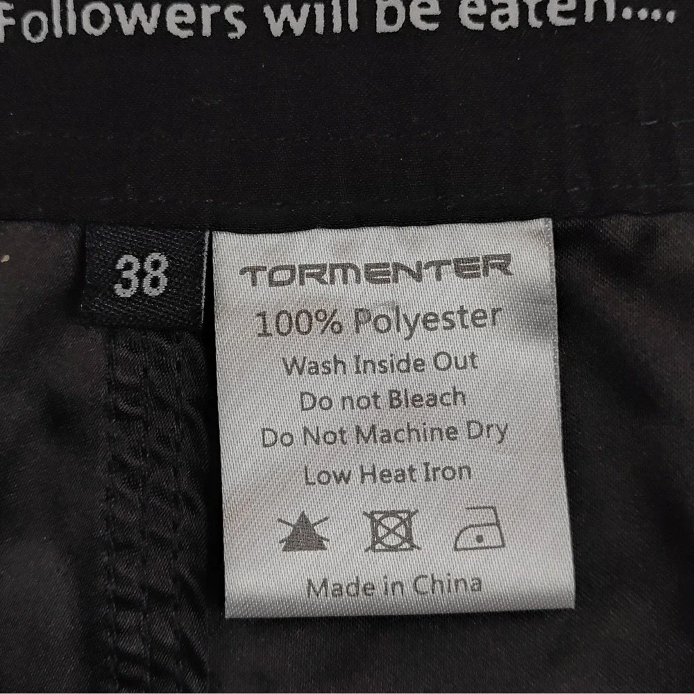 Tormenter Mens Size 38 Board Shorts Swim Trunks Black Fish Skeleton Graphic